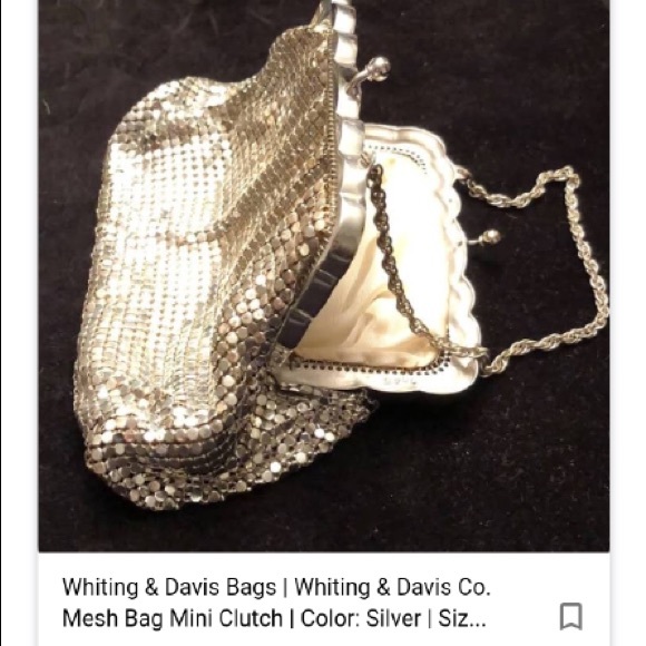 Vintage Handbags - Vintage Silver  Mesh Whiting & Davis CO. Bag